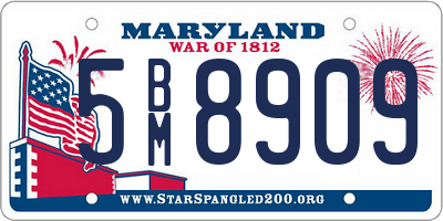 MD license plate 5BM8909