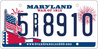 MD license plate 5BM8910