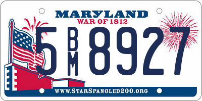 MD license plate 5BM8927