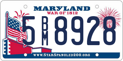 MD license plate 5BM8928