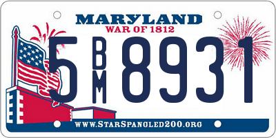 MD license plate 5BM8931