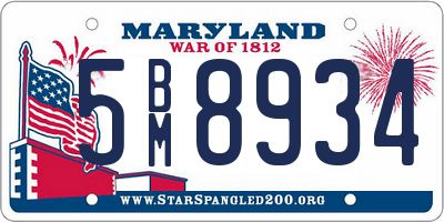 MD license plate 5BM8934