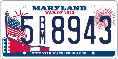 MD license plate 5BM8943