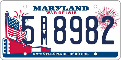 MD license plate 5BM8982