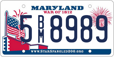 MD license plate 5BM8989