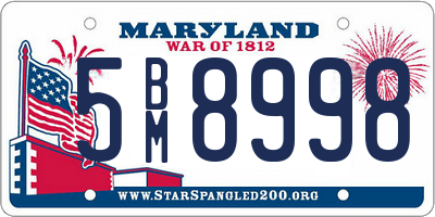 MD license plate 5BM8998