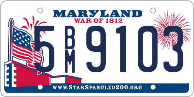MD license plate 5BM9103