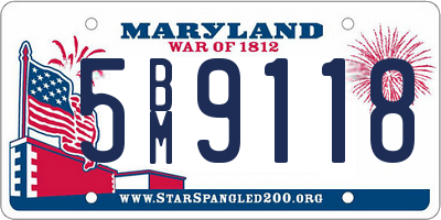 MD license plate 5BM9118