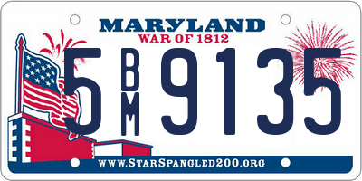 MD license plate 5BM9135