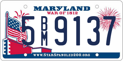 MD license plate 5BM9137