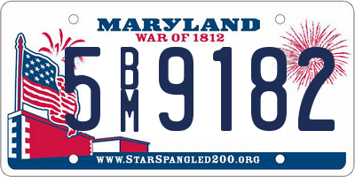 MD license plate 5BM9182