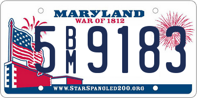 MD license plate 5BM9183