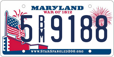 MD license plate 5BM9188