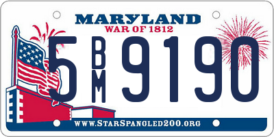 MD license plate 5BM9190