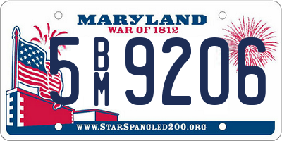 MD license plate 5BM9206