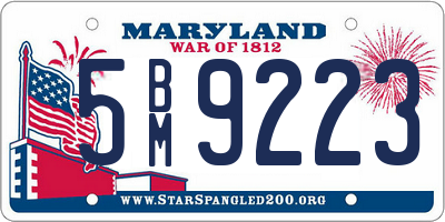 MD license plate 5BM9223