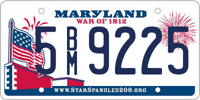 MD license plate 5BM9225
