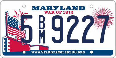 MD license plate 5BM9227