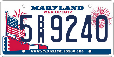 MD license plate 5BM9240