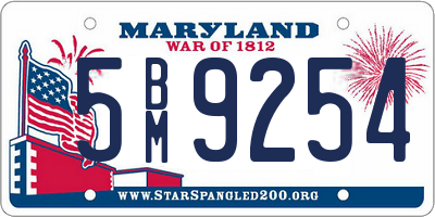 MD license plate 5BM9254