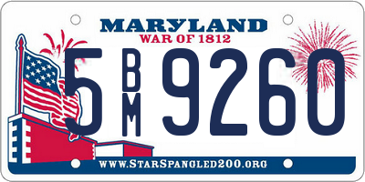 MD license plate 5BM9260