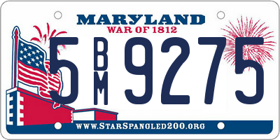 MD license plate 5BM9275