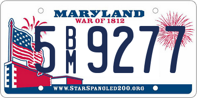 MD license plate 5BM9277