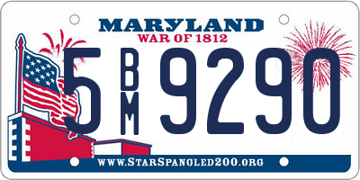 MD license plate 5BM9290