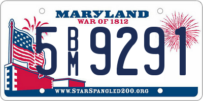 MD license plate 5BM9291