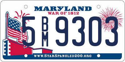 MD license plate 5BM9303