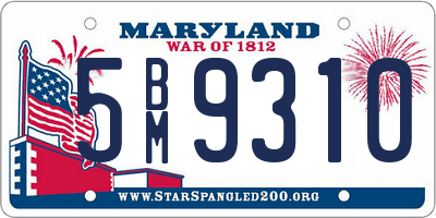 MD license plate 5BM9310