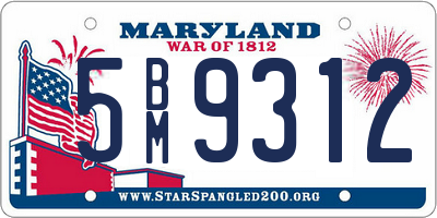 MD license plate 5BM9312