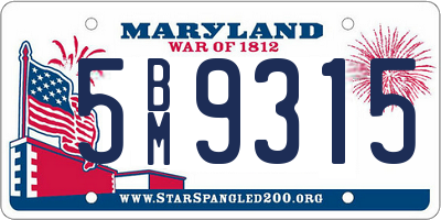MD license plate 5BM9315