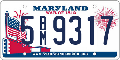MD license plate 5BM9317