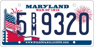 MD license plate 5BM9320