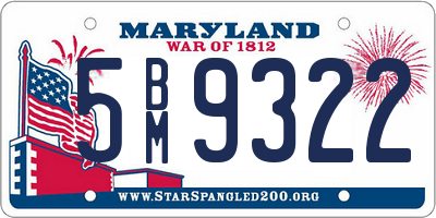 MD license plate 5BM9322
