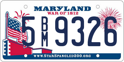 MD license plate 5BM9326