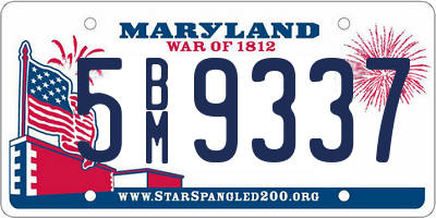 MD license plate 5BM9337
