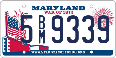 MD license plate 5BM9339