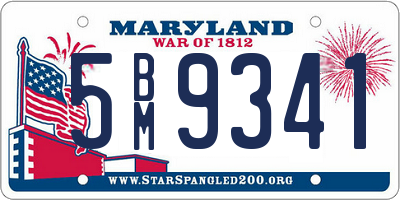 MD license plate 5BM9341