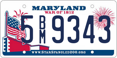MD license plate 5BM9343