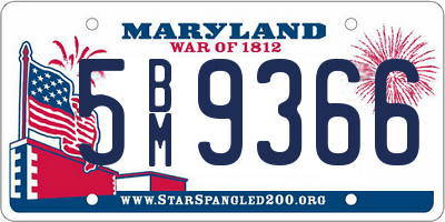 MD license plate 5BM9366