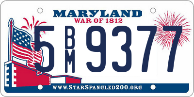 MD license plate 5BM9377