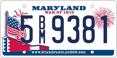 MD license plate 5BM9381