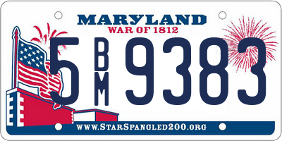 MD license plate 5BM9383