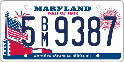 MD license plate 5BM9387