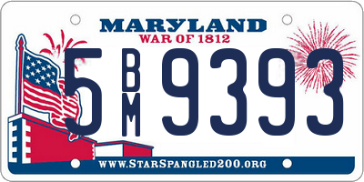 MD license plate 5BM9393