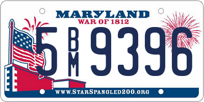MD license plate 5BM9396
