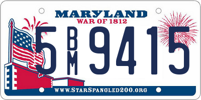 MD license plate 5BM9415