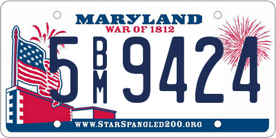 MD license plate 5BM9424